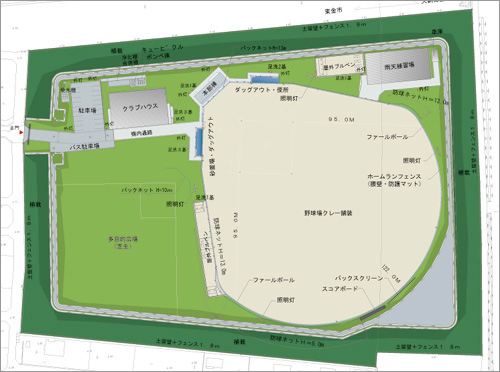 Map of Mizuta Memorial Ballpark (Togane Ballpark)