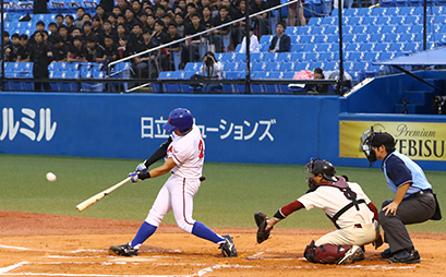 先頭打者ホームランの岸添有哉選手