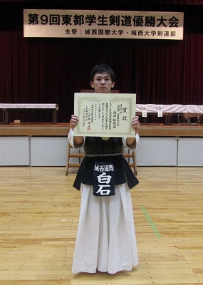 準優勝の白石紘登選手（経営情報学部3年、中京高等学校出身）