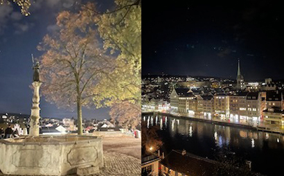 リンデンホフの丘と、丘からの夜景