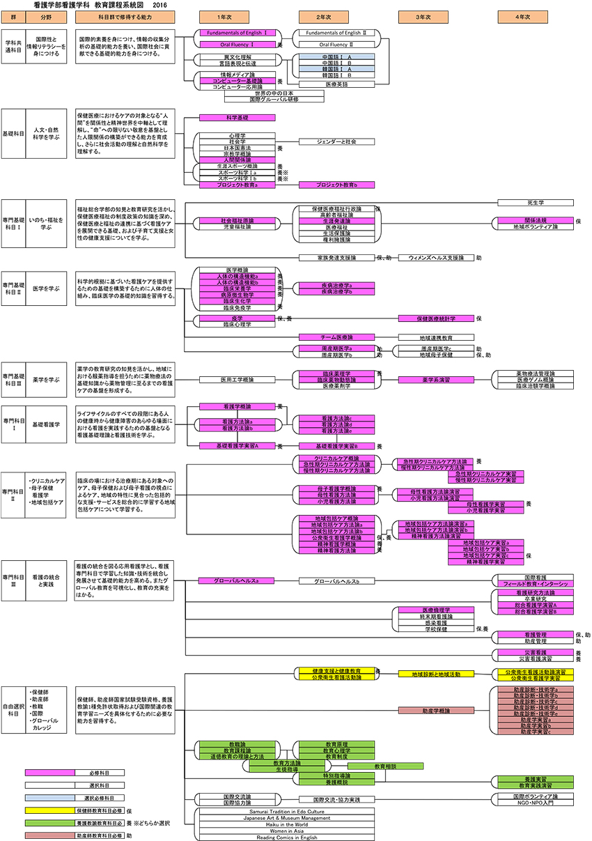 カリキュラムツリー 看護学部 看護学科 城西国際大学