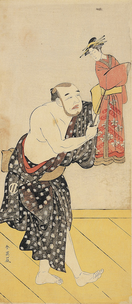 勝川春英《人形を遣う浅尾為十郎》細判錦絵、天明8年～寛政2年（1788～90）頃