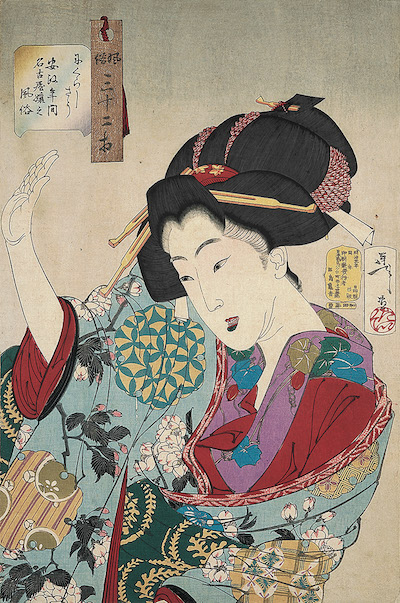 Tsukioka Yoshitoshi, Thirty-two Aspects of Manners and Customs: Hateful – Appearance of a Young Woman from Nagoya in the Ansei era